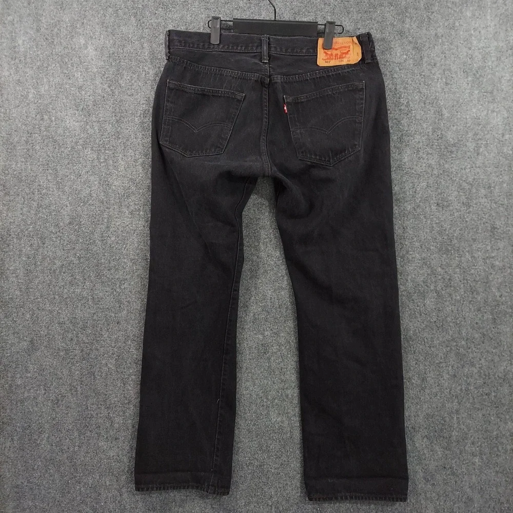 Levis 501 Jeans Mens Fits 36x31 Black Dark‎ Wash Regular Straight Button Fly